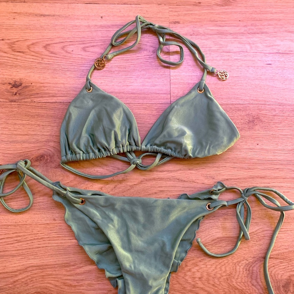 Luli fama safe green bikini set